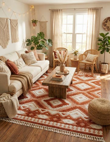 Rust Red Boho Rug