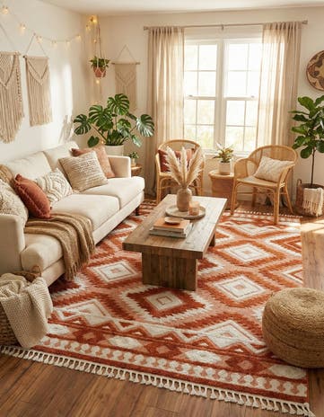 Rust Red Boho Rug