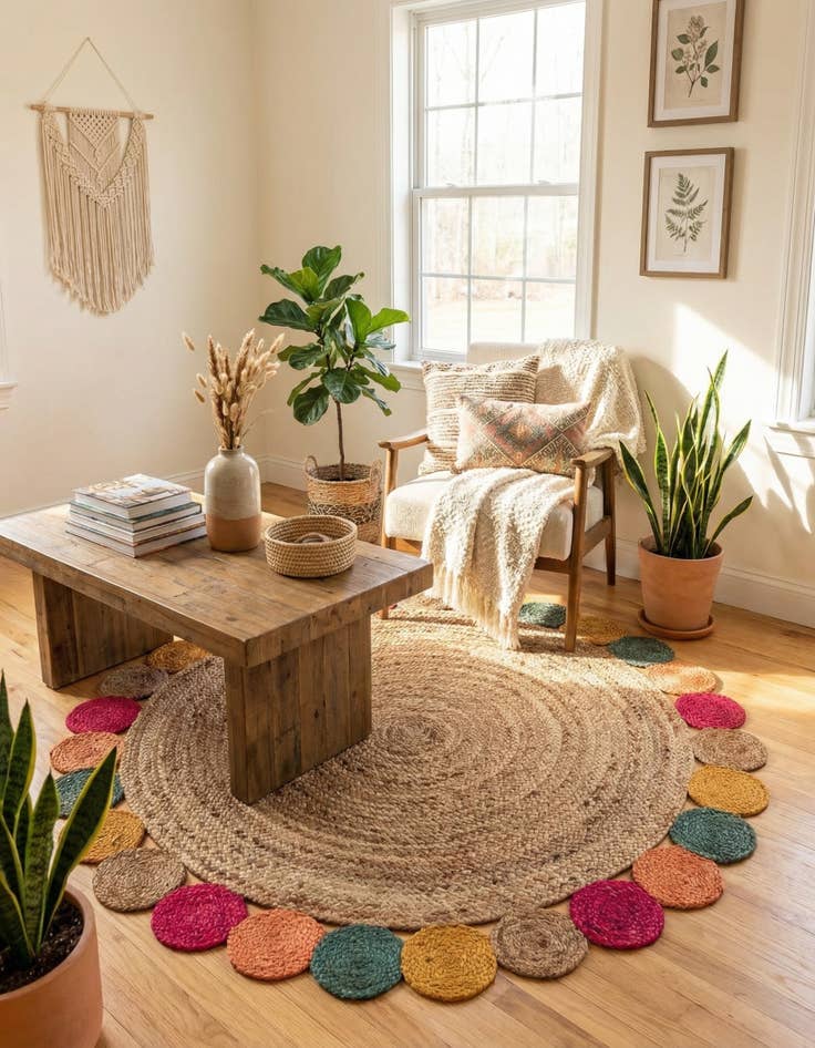 Detail image of  5' 1 x 5' 1  Hand Braided Jute Round Rug