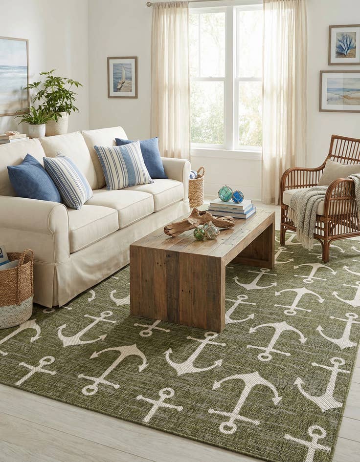 Detail image of 7' x 10'  Washable Coastal Indoor / Outdoor Rug