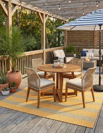 Yellow and Aqua Easy-Clean Jill Zarin Anguilla Indoor / Outdoor Square Rug