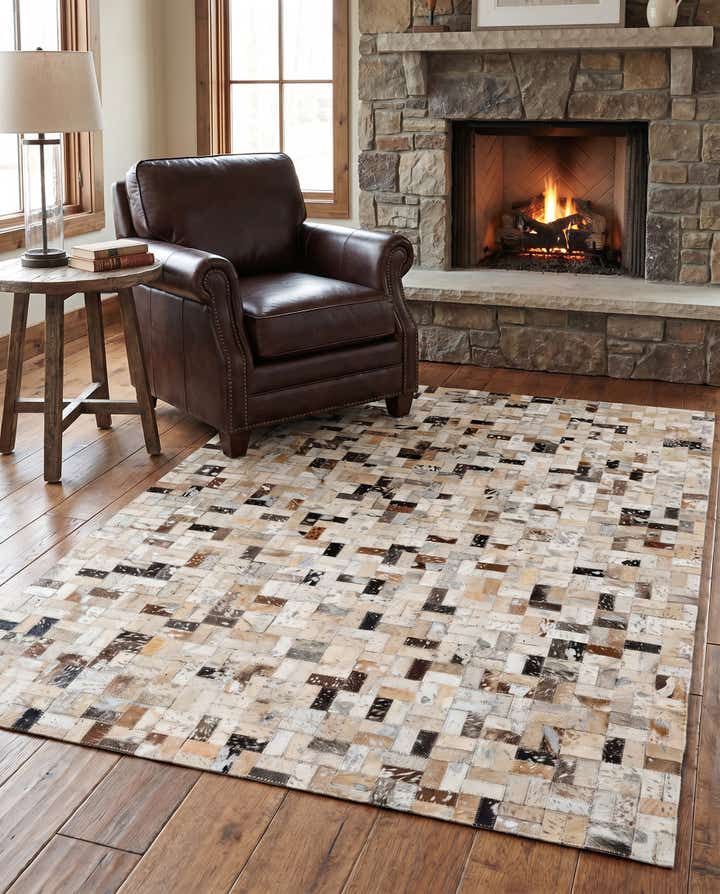 4' 1 x 5' 10 Cowhide Stocks Rug