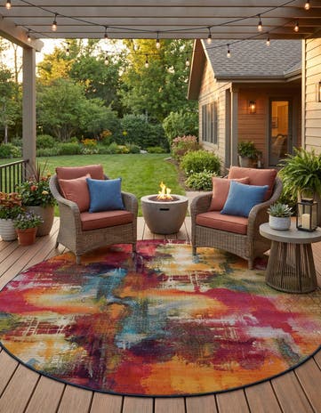 8' x 8' Easy-Clean Modern Indoor / Outdoor Round Rug
