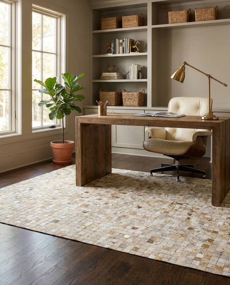 Detail image of 5' 4 x 8' 1 Cowhide Stocks Rug
