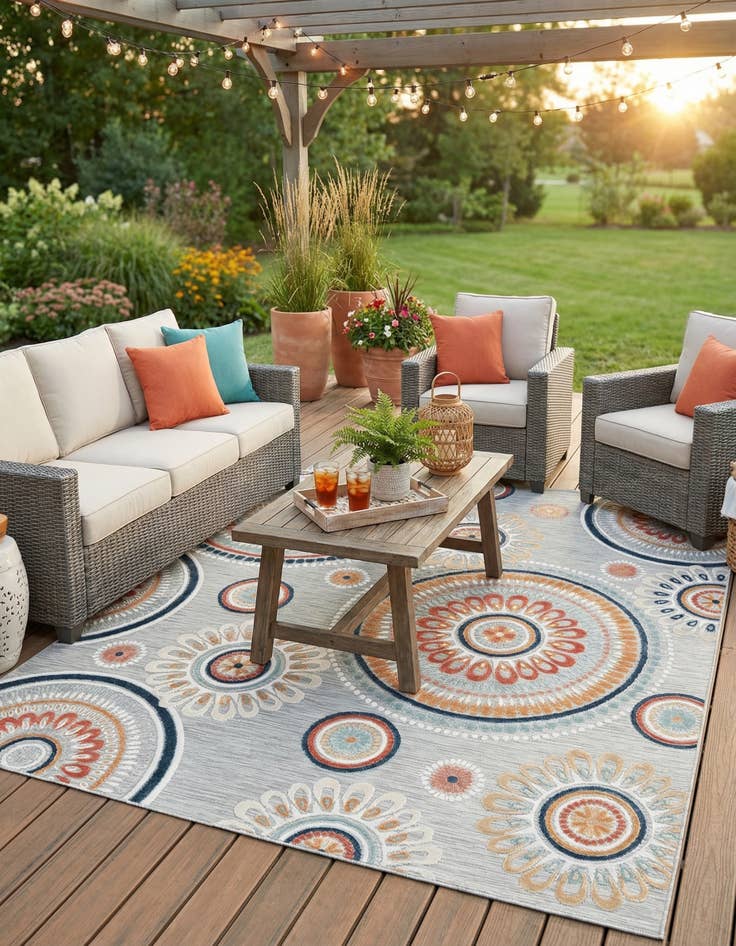 Detail image of 8' 2 x 10' Easy-Clean Botanical Indoor / Outdoor Rug