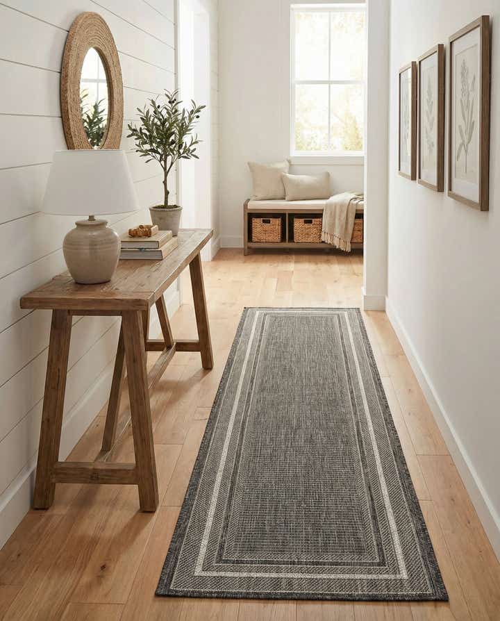 2' x 8' Easy-Clean Border Indoor / Outdoor Runner Rug
