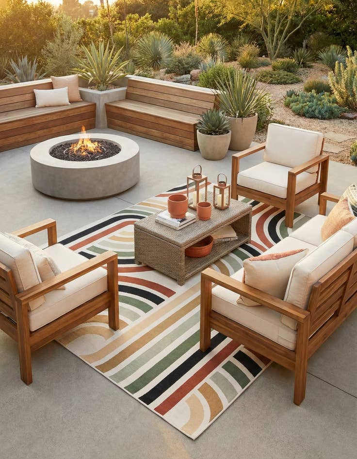 Detail image of 9' x 12'  Washable Modern Indoor / Outdoor Rug