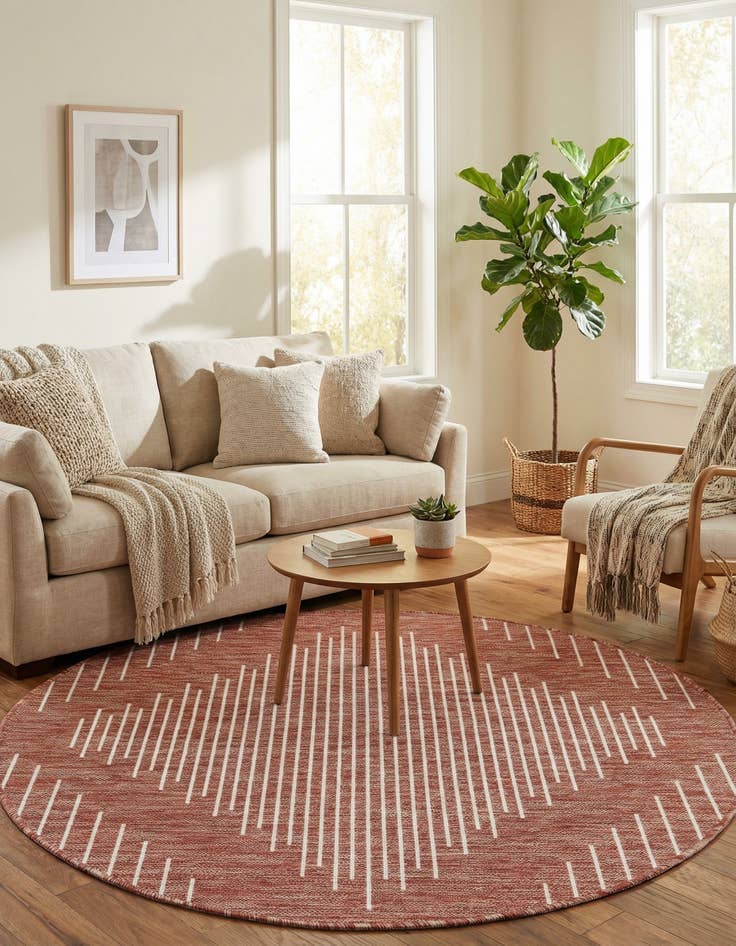 Detail image of  4' x 4'  Washable Modern Indoor / Outdoor Round Rug