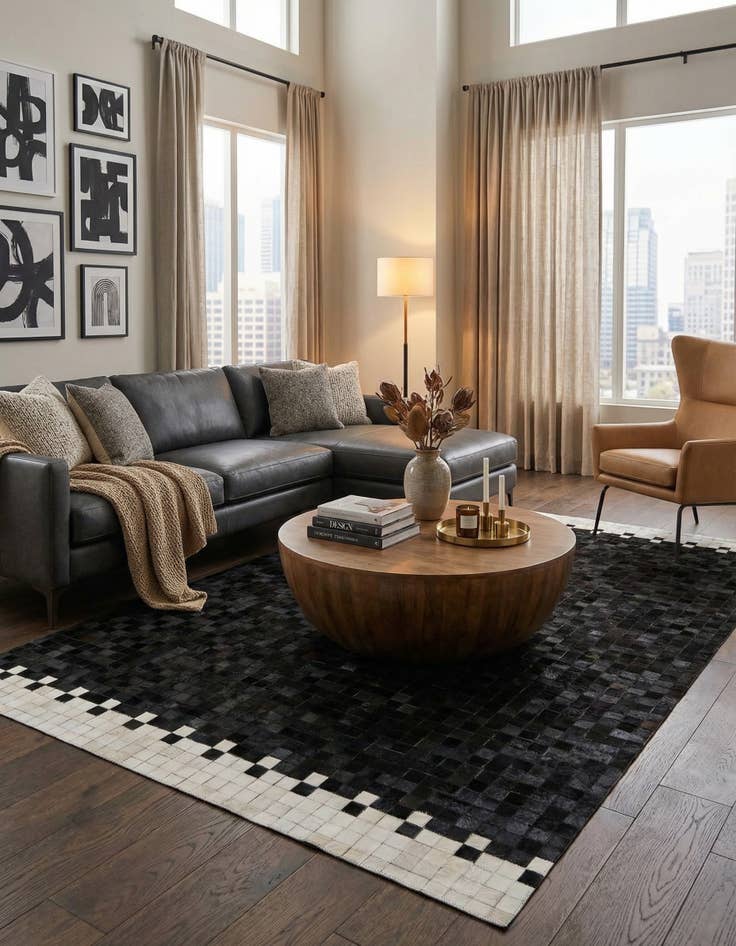 Detail image of 5' x 8' Cowhide Stocks Rug