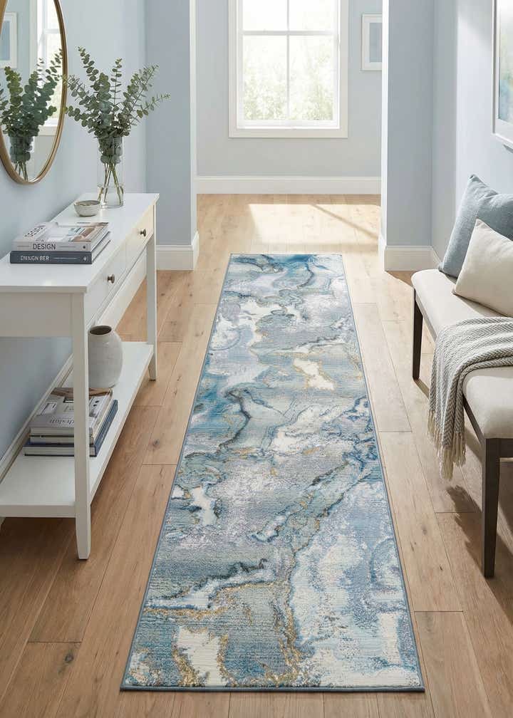 2' 7 x 12' Easy-Clean Modern Indoor / Outdoor Runner Rug