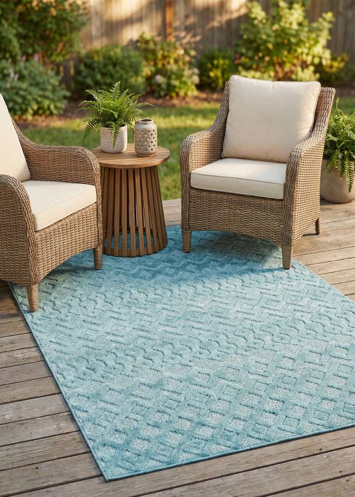 4' x 6' Easy-Clean Trellis Textured Indoor / Outdoor Rug