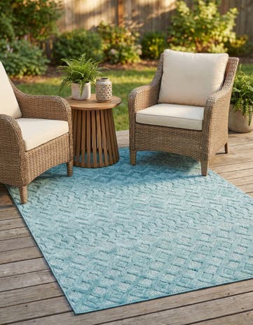 4' x 6' Easy-Clean Trellis Textured Indoor / Outdoor Rug