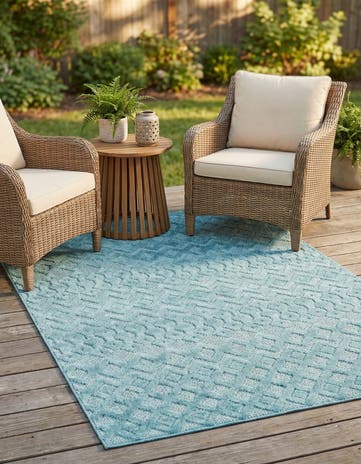 4' x 6' Easy-Clean Trellis Textured Indoor / Outdoor Rug