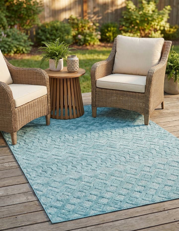 4' x 6' Easy-Clean Trellis Textured Indoor...