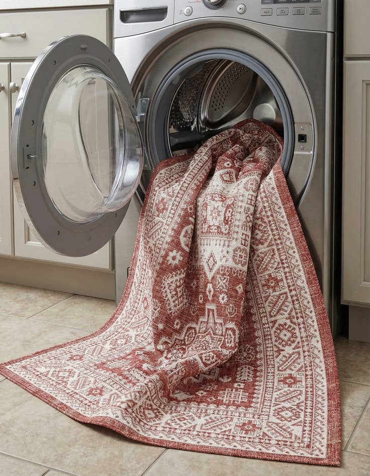 Detail image of 5' 3 x 8'  Washable Aztec Indoor / Outdoor Rug