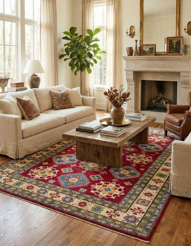 Detail image of 6' 9 x 9' 6  Hand Knotted Kazak Rug