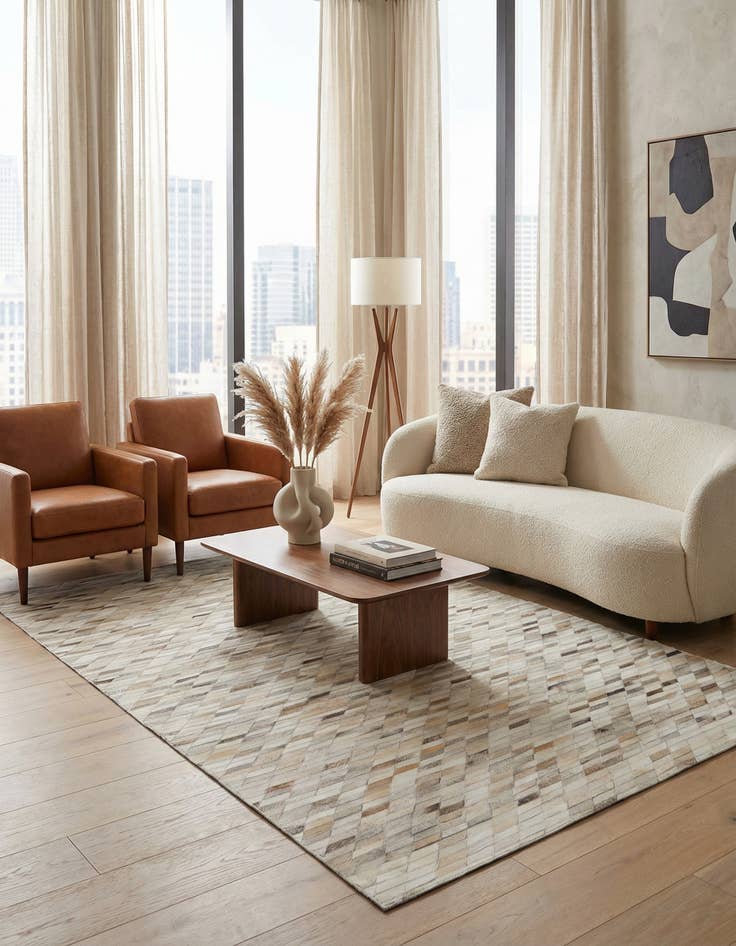 Detail image of 5' x 7' 10 Cowhide Leather Rug