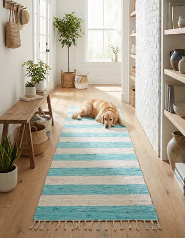 2' 7 x 12' Hand Woven Chindi Rag Runner Rug