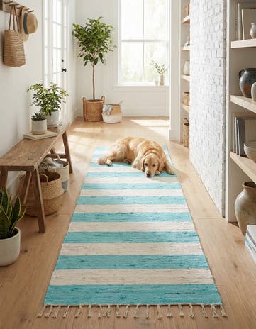 2' 7 x 12' Hand Woven Chindi Rag Runner Rug