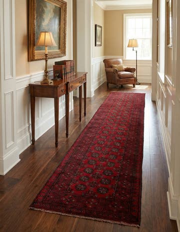 2' 7 x 18' 9 Hand Knotted Afghan Akhche Wool Runner Rug