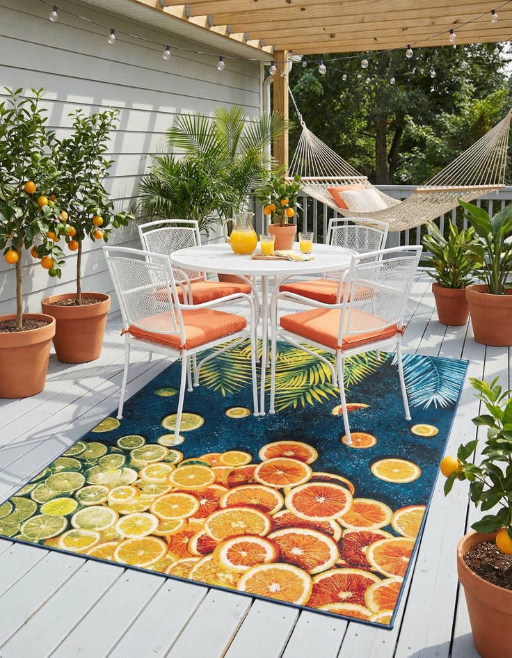 Detail image of 6' x 9'  Washable Coastal Indoor / Outdoor Rug
