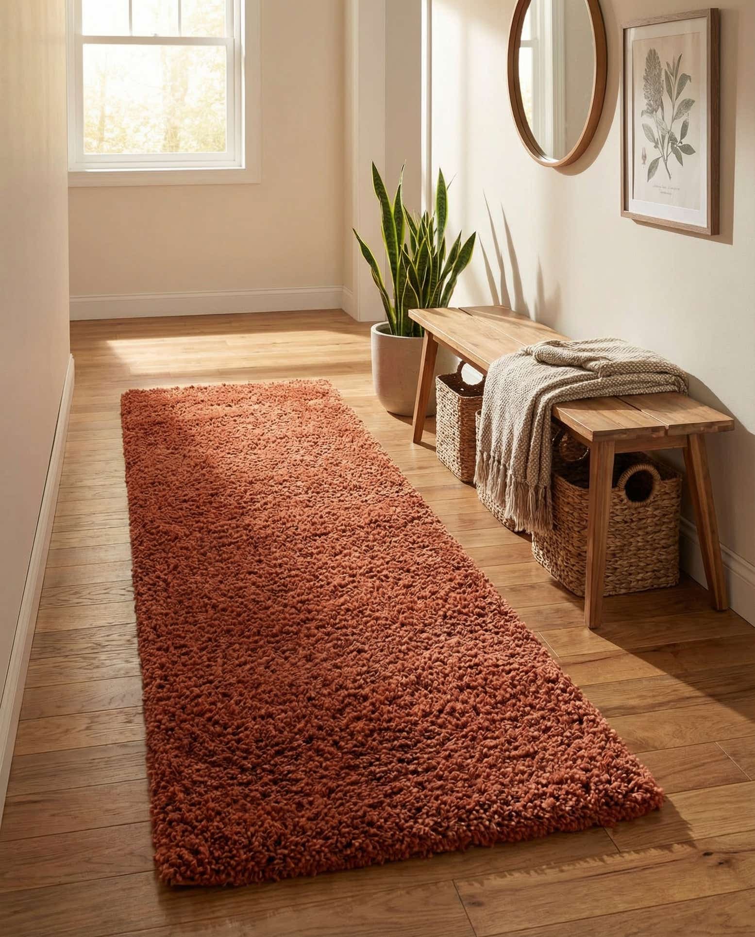 2' x 6' Solid Shag Runner Rug