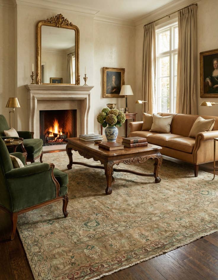 Detail image of 8' 6 x 11' 7  Hand Knotted Sarough Persian Wool Rug