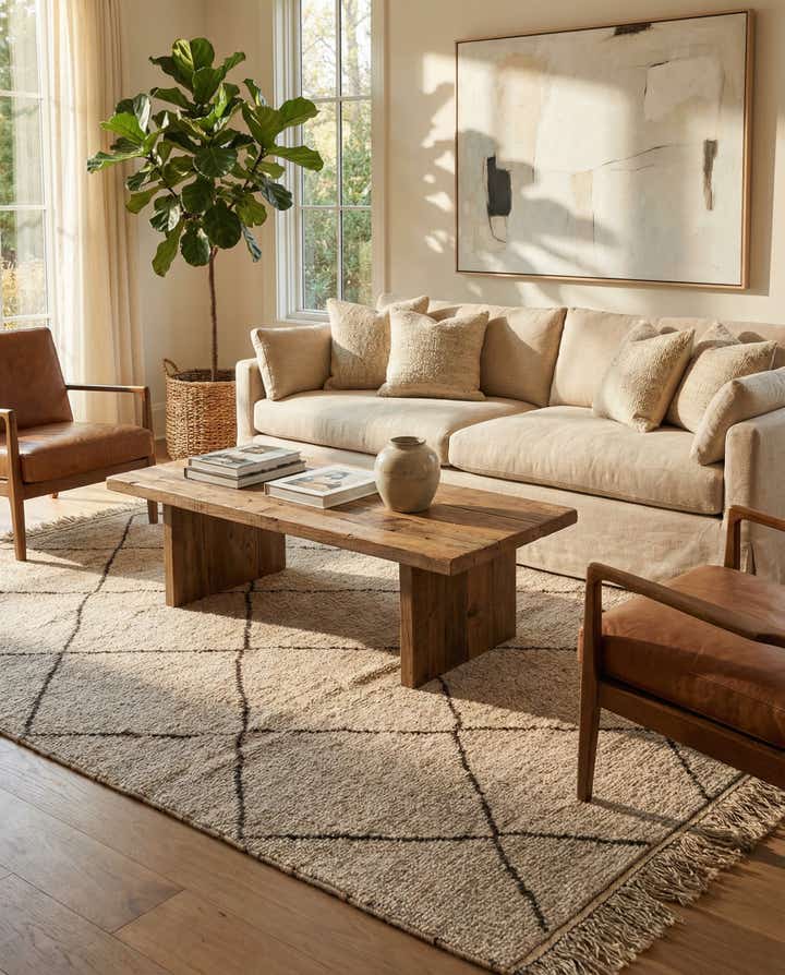 5' 11 x 9' 6 Hand Knotted Moroccan Wool Rug