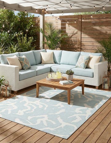 Light Blue Easy-Clean Sabrina Soto Indoor / Outdoor Rug