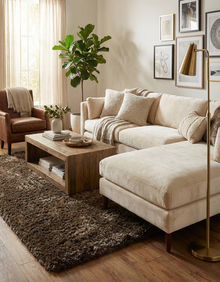 Detail image of 3' 4 x 5' 6 Solid Shag Rug