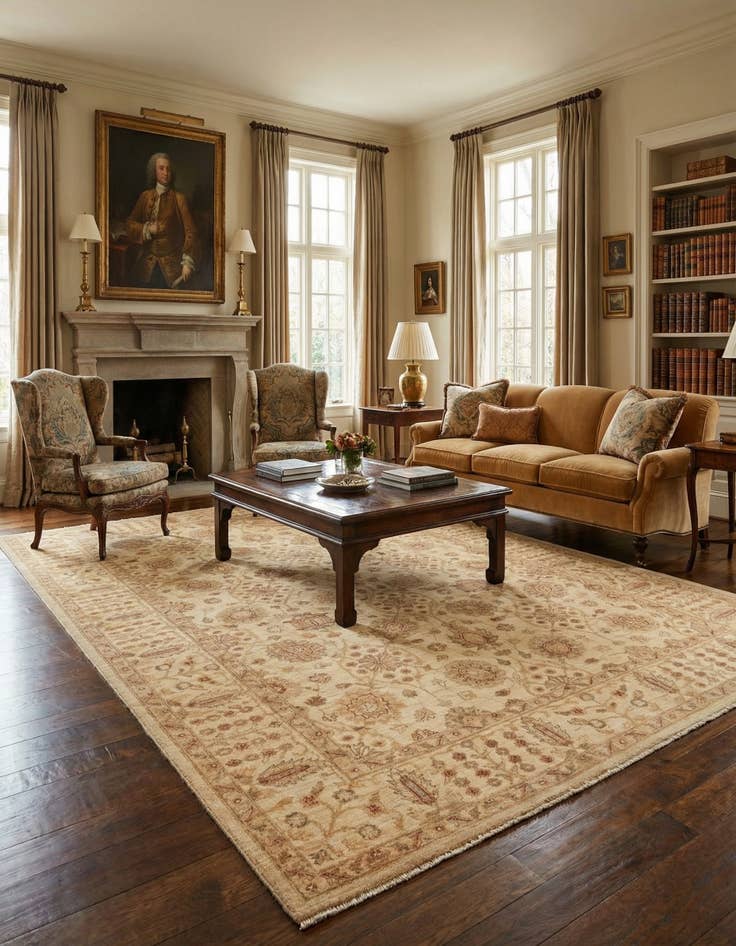 Detail image of 6' 1 x 9' 1  Hand Knotted Peshawar Ziegler Rug