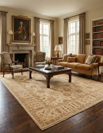 6' 1 x 9' 1 Hand Knotted Peshawar Ziegler Rug