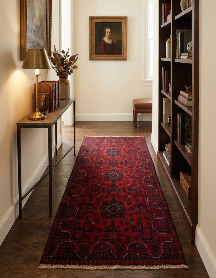 Detail image of  2' 8 x 6'  Hand Knotted Khal Mohammadi Wool Runner Rug