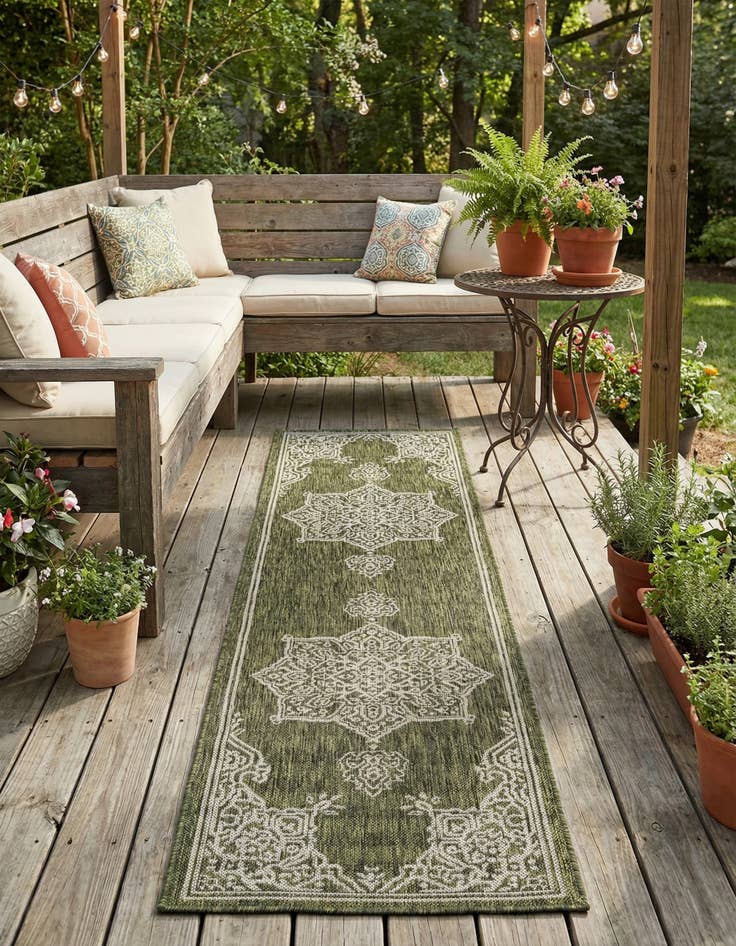 Detail image of 2' x 8' Easy-Clean Traditional Indoor / Outdoor Runner Rug
