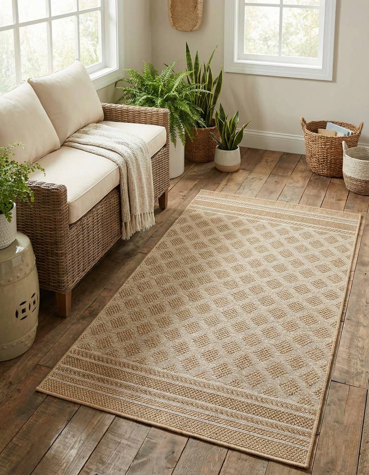 Detail image of  4' 1 x 6' 1  Washable Lattice Indoor / Outdoor Rug