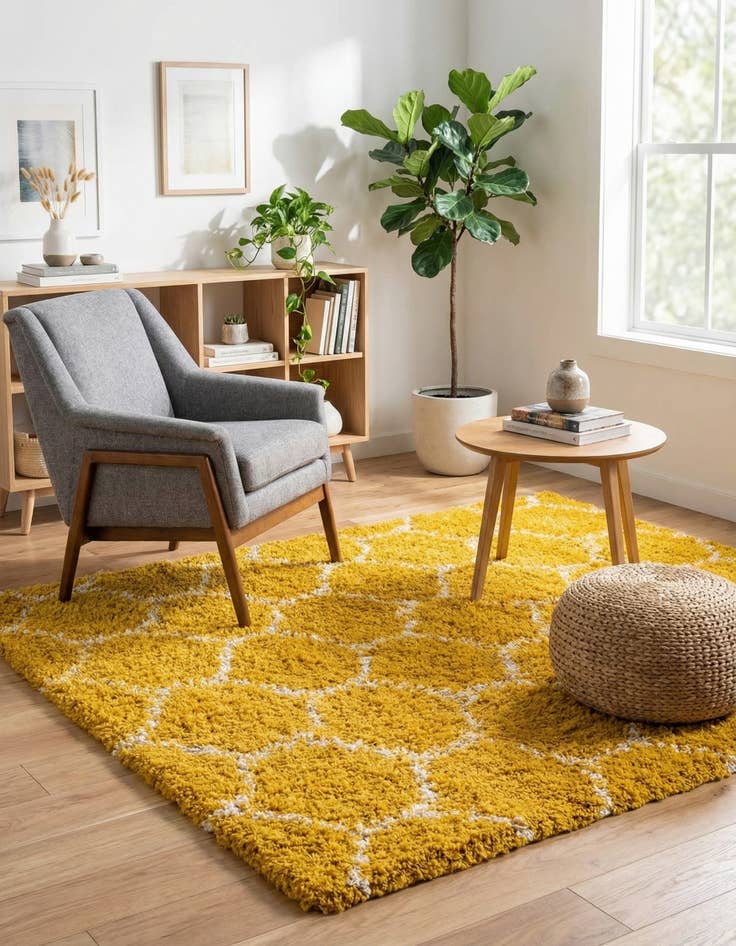 Detail image of  6' x 6' Lattice Shag Square Rug