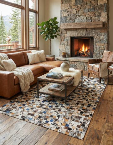 5' x 7' 10 Cowhide Leather Rug