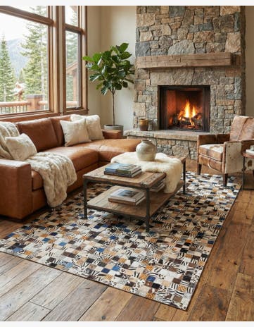 5' x 7' 10 Cowhide Leather Rug