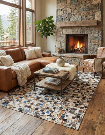 5' x 7' 10 Cowhide Leather Rug