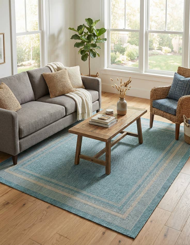 Detail image of  6' x 9'  Washable Border Indoor / Outdoor Rug