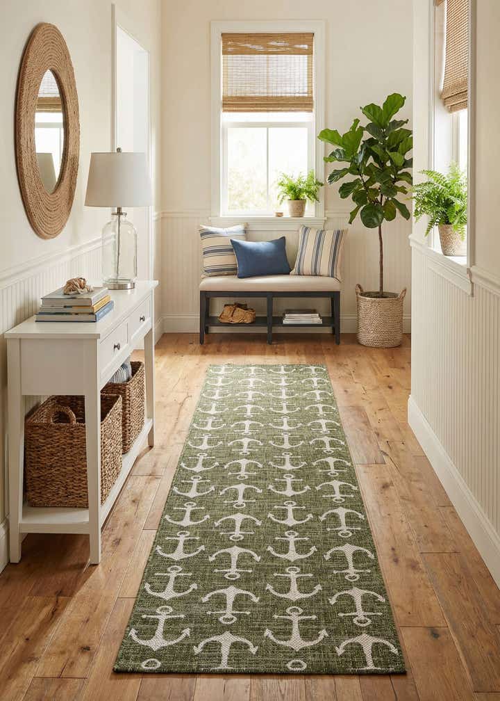 2' 7 x 12' Easy-Clean Coastal Indoor / Outdoor Runner Rug