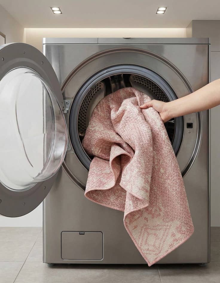 Detail image of 2' x 4'  Washable Bohemian Indoor / Outdoor Runner Rug