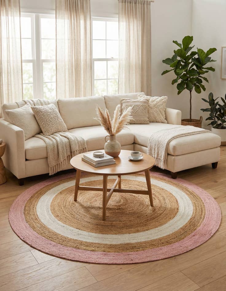 Detail image of 7' 10 x 7' 10  Hand Braided Jute Round Rug