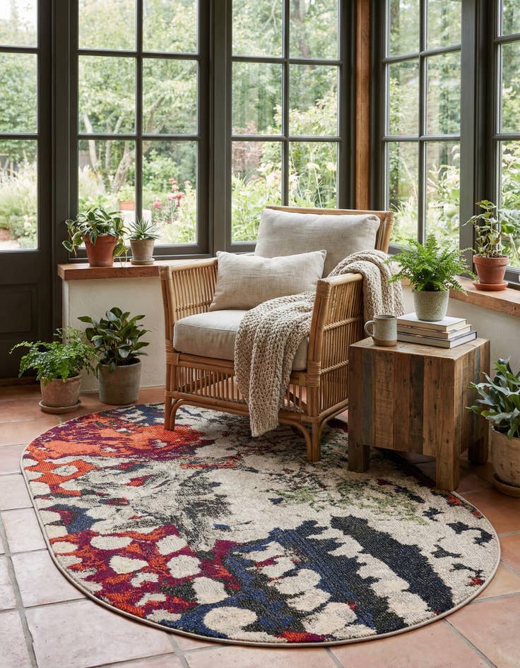 Detail image of 4' 1 x 6' 1  Washable Haerfest Oval Rug