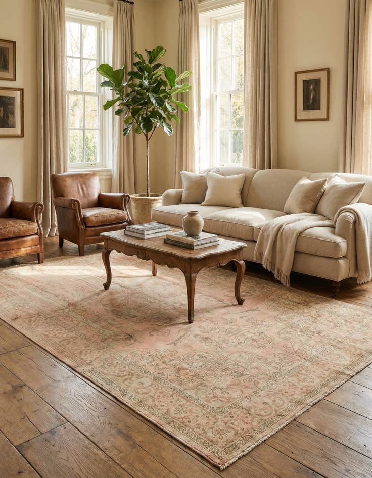 Detail image of 6' 3 x 9' 10 Hand Knotted Ultra Vintage Persian Wool Rug