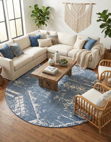 13' x 13' Easy-Clean Bohemian Indoor / Outdoor Round Rug