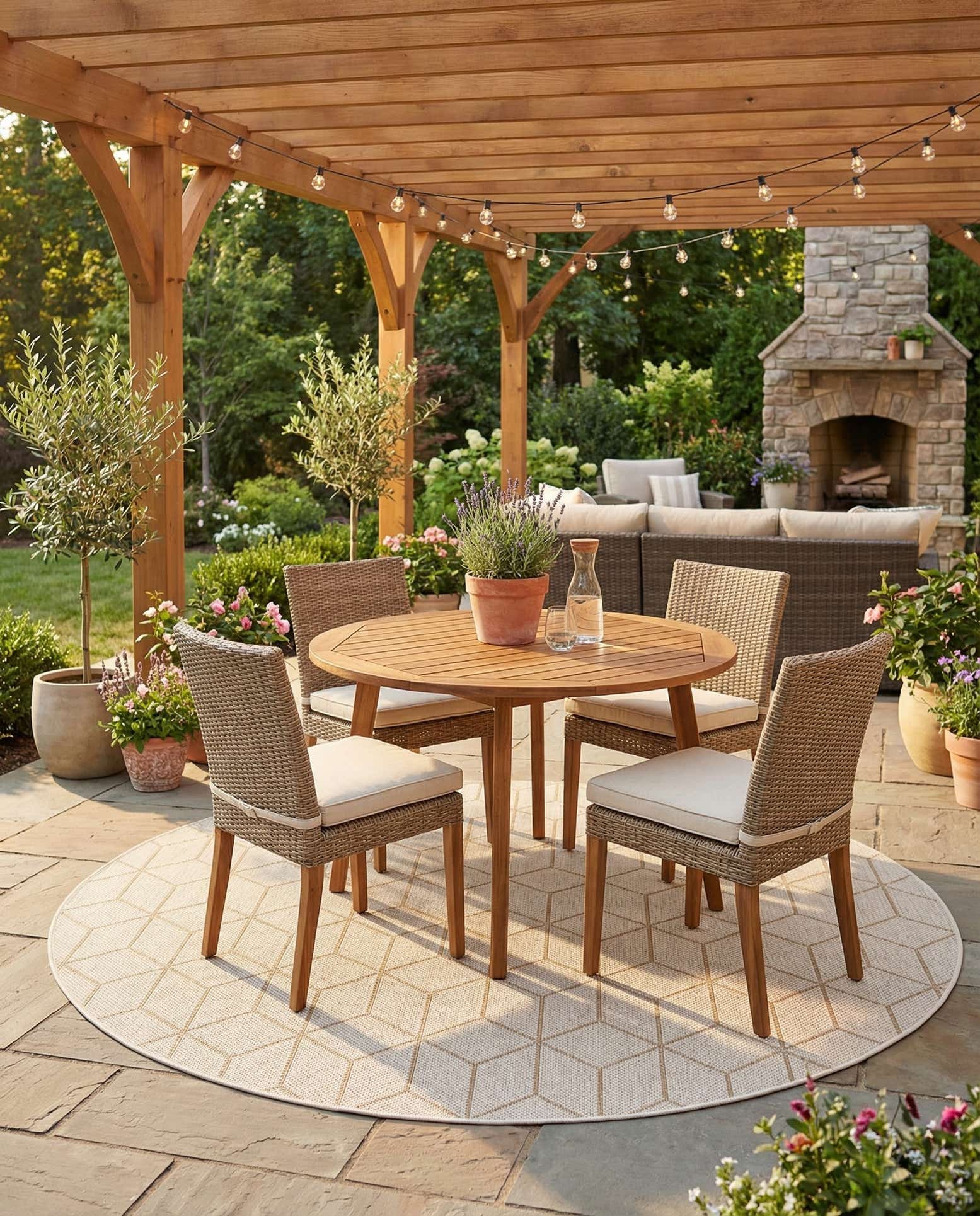 7' 10 x 7' 10 Easy-Clean Trellis Indoor / Outdoor Round Rug