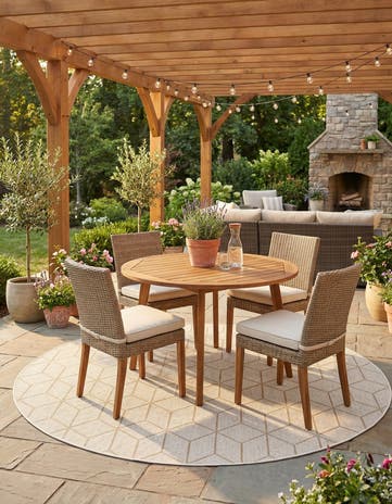 7' 10 x 7' 10 Easy-Clean Lattice Indoor / Outdoor Round Rug