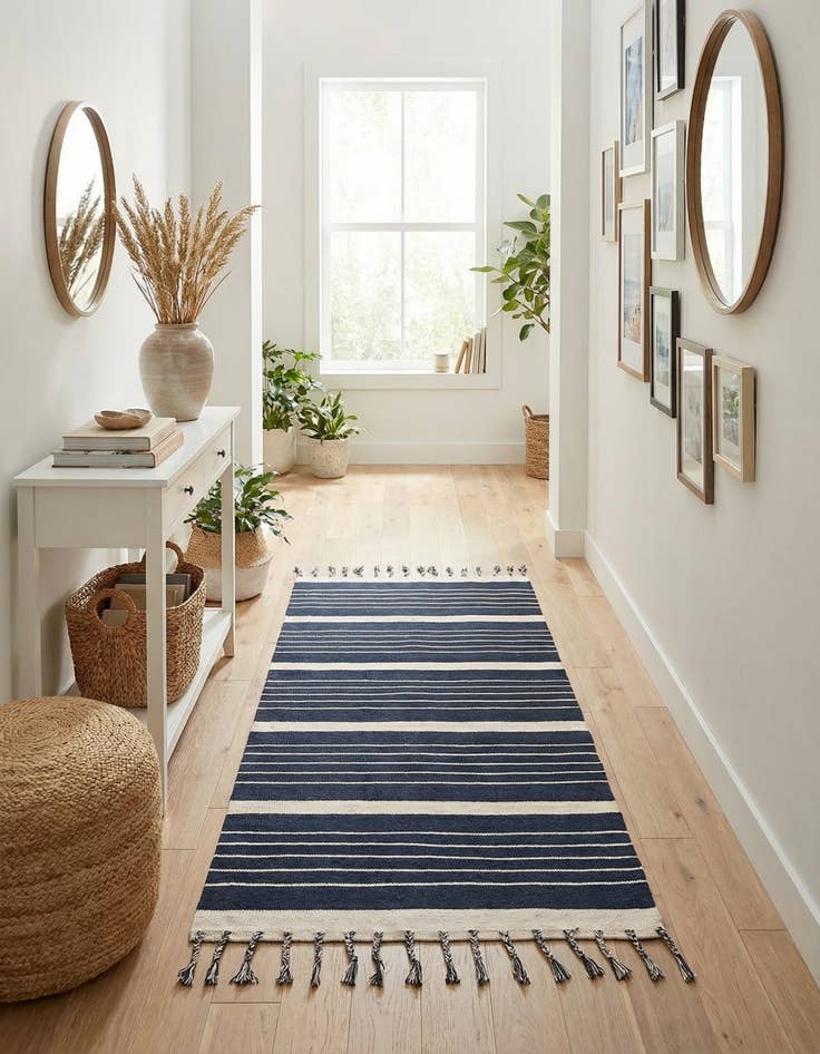 Detail image of  5' 1 x 8'  Hand Woven Chindi Cotton Rug