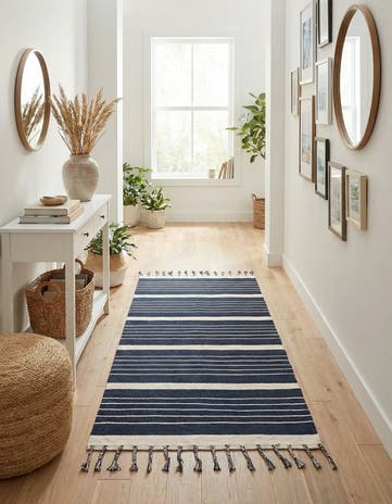 5' 1 x 8' Hand Woven Chindi Cotton Rug